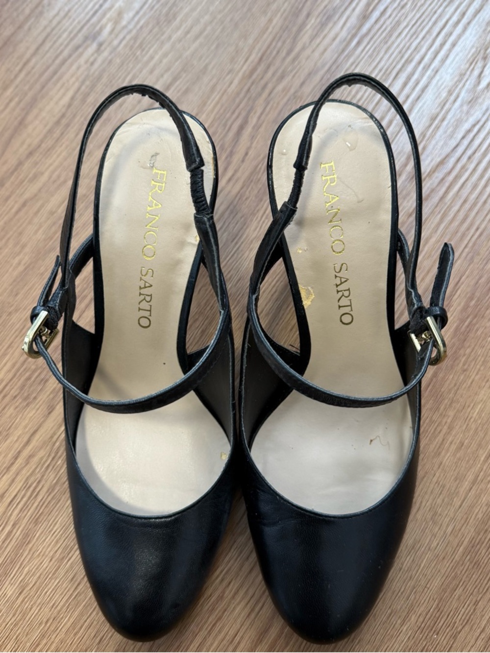 Franco Sarto Black Leather Slingback Pumps size 6.